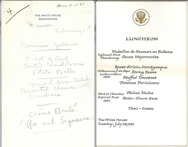 JF Kennedy sample menus