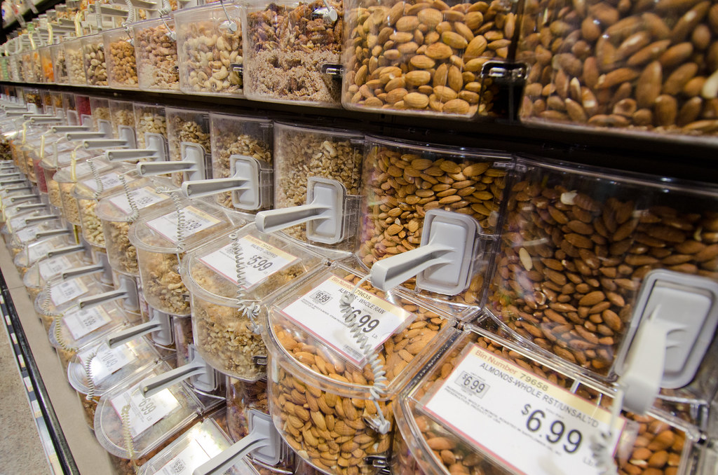 Bulk bins at a grocery store science fair project.